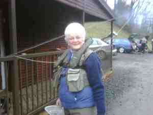 Marion wearing her life vest at Tweedswood
