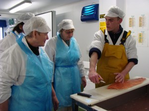 Mick filleting salmon